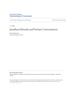 Jonathan Edwards and Puritan Consciousness