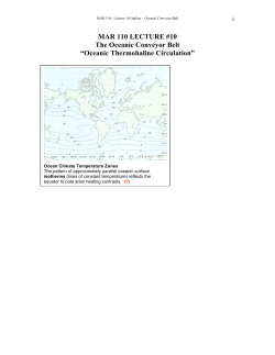 MAR 110 LECTURE #10 The Oceanic Conveyor Belt &ldquo;Oceanic