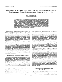 Limitations of the Dodo Bird Verdict and the Role of Clinical Trials in