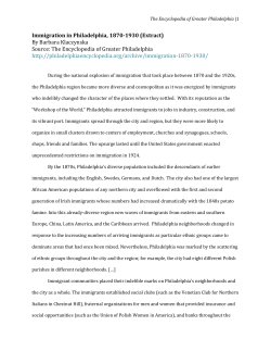 Immigration in Philadelphia, 1870