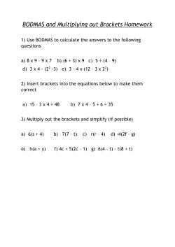 BODMAS and Multiplying out Brackets Homework