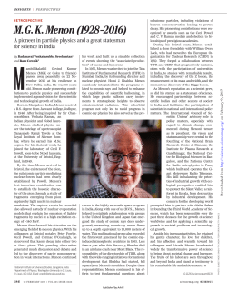 MGK Menon-Pioneer in particle physics and a great statesman