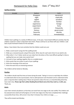 Homework for Holly Class Date: 2 May 2017