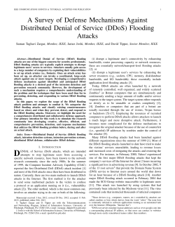 A Survey of Defense Mechanisms Against Distributed Denial of