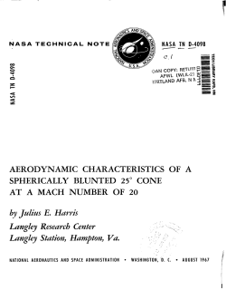 Aerodynamic characteristics of a spherically blunted 25 degree cone