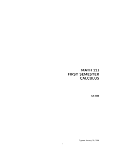 MATH 221 FIRST SEMESTER CALCULUS