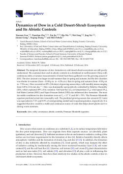 Dynamics of Dew in a Cold Desert-Shrub Ecosystem and Its Abiotic