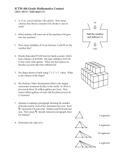 ICTM 4th Grade Mathematics Contest