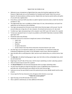 Digital Order Sets WebEx Script &bull; Welcome to your introduction to