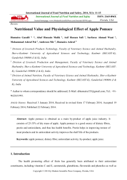 Nutritional Value and Physiological Effect of Apple Pomace