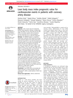 Lean body mass index prognostic value for cardiovascular events in