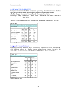 COMPARATIVE STATEMENTS Comparative statements facilitate
