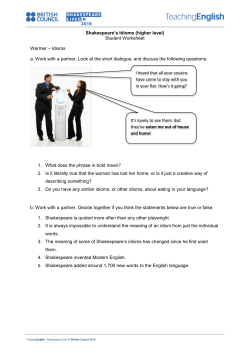 Shakespeare`s Idioms (higher level)