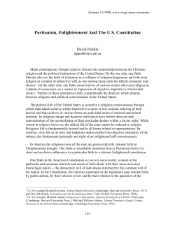 Puritanism, Enlightenment And The US