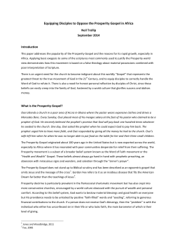 Equipping Disciples to Oppose the Prosperity Gospel in Africa