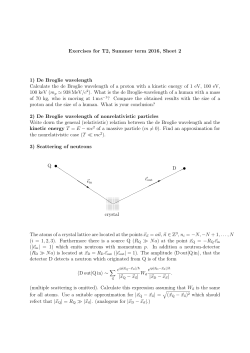 Exercises for T2, Summer term 2016, Sheet 2 1) De Broglie