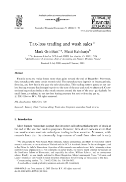 Tax-loss trading and wash sales - Department of Finance