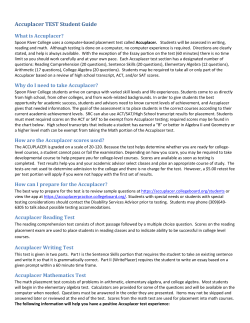 Accuplacer TEST Student Guide