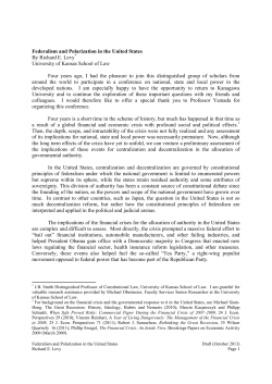 Federalism and Polarization in the United States By Richard E. Levy