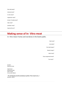 Making sense of In- Vitro meat - Wageningen UR E-depot