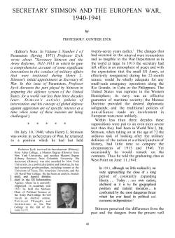 SECRETARY STIMSON AND THE EUROPEAN WAR, 1940-1941