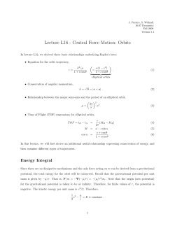 Central Force Motion: Orbits