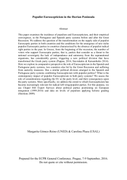 Populist Euroscepticism in the Iberian Peninsula Margarita G&oacute;mez