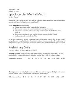 Mental Math Handout - Boise Math Circles
