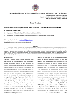 plants having mosquito repellent activity: an ethnobotanical survey