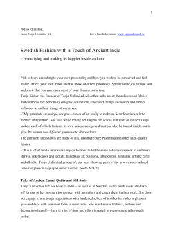 Swedish Fashion with a Touch of Ancient India