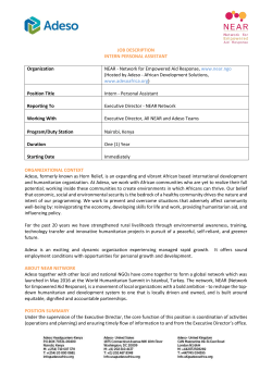 JOB DESCRIPTION INTERN PERSONAL ASSISTANT Organization