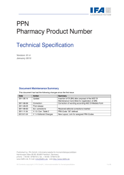 PPN Pharmacy Product Number - Informationsstelle f&uuml;r