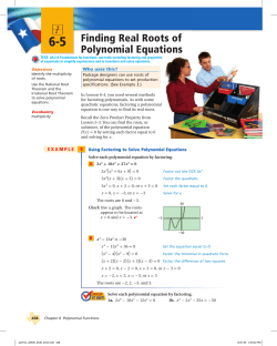 6-5 Finding Real Roots of Polynomial Equations