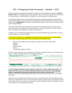 ICD- 10 Diagnosis Code Conversion &ndash; October 1
