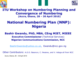 National Numbering Plan (NNP): Nigeria