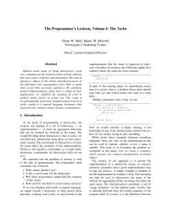 The Programmer`s Lexicon, Volume I: The Verbs