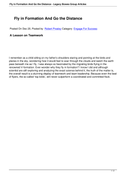 Fly in Formation And Go the Distance