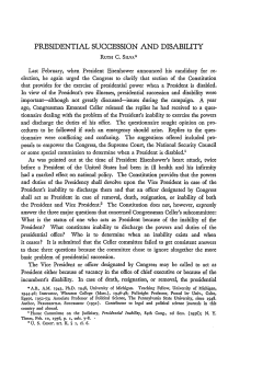Presidential Succession and Disability