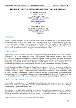THE COURT SYSTEM IN NIGERIA: JURISDICTION AND APPEALS