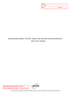 Social Studies Grade 7 Unit 08: Texas in the Civil War and