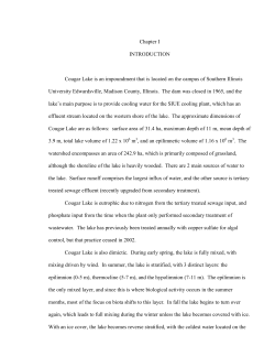 Chapter I INTRODUCTION Cougar Lake is an impoundment that is