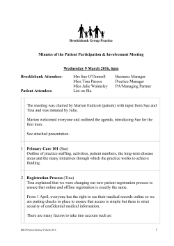 BBGP Patient Meeting Minutes_9 March 2016