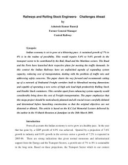 Railways and Rolling Stock Engineers- Challenges Ahead by