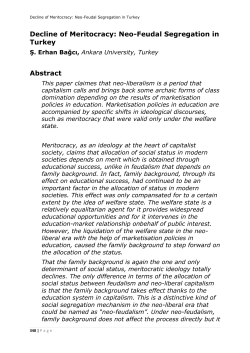 Decline of Meritocracy: Neo-Feudal Segregation in Turkey