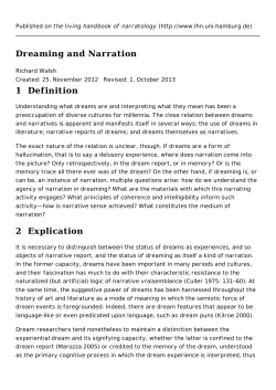 Dreaming and Narration - the living handbook of narratology