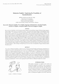 Malaysian English: Exploring the Possibility of Standardization