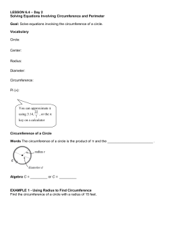 LESSON 6.4 &ndash; Day 2 Solving Equations Involving Circumference