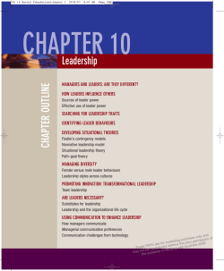 CHAPTER OUTLINE Leadership - McGraw Hill Higher Education