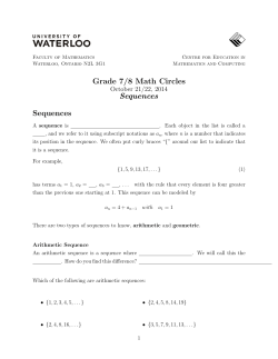 Grade 7/8 Math Circles Sequences Sequences