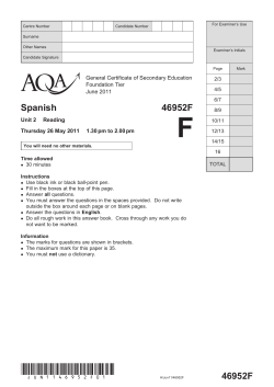 GCSE Spanish Question Paper Unit 02